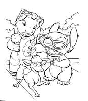 coloriage lilo et stitch et le caniche